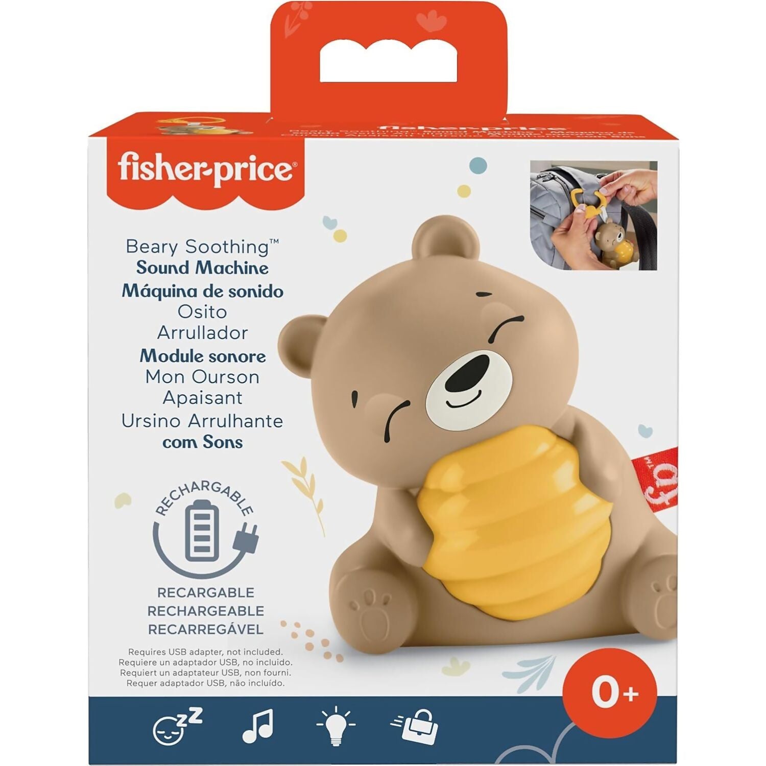 Fisher-Price - Otg Beary Soothing Portable Baby Sound Machine With Night Light