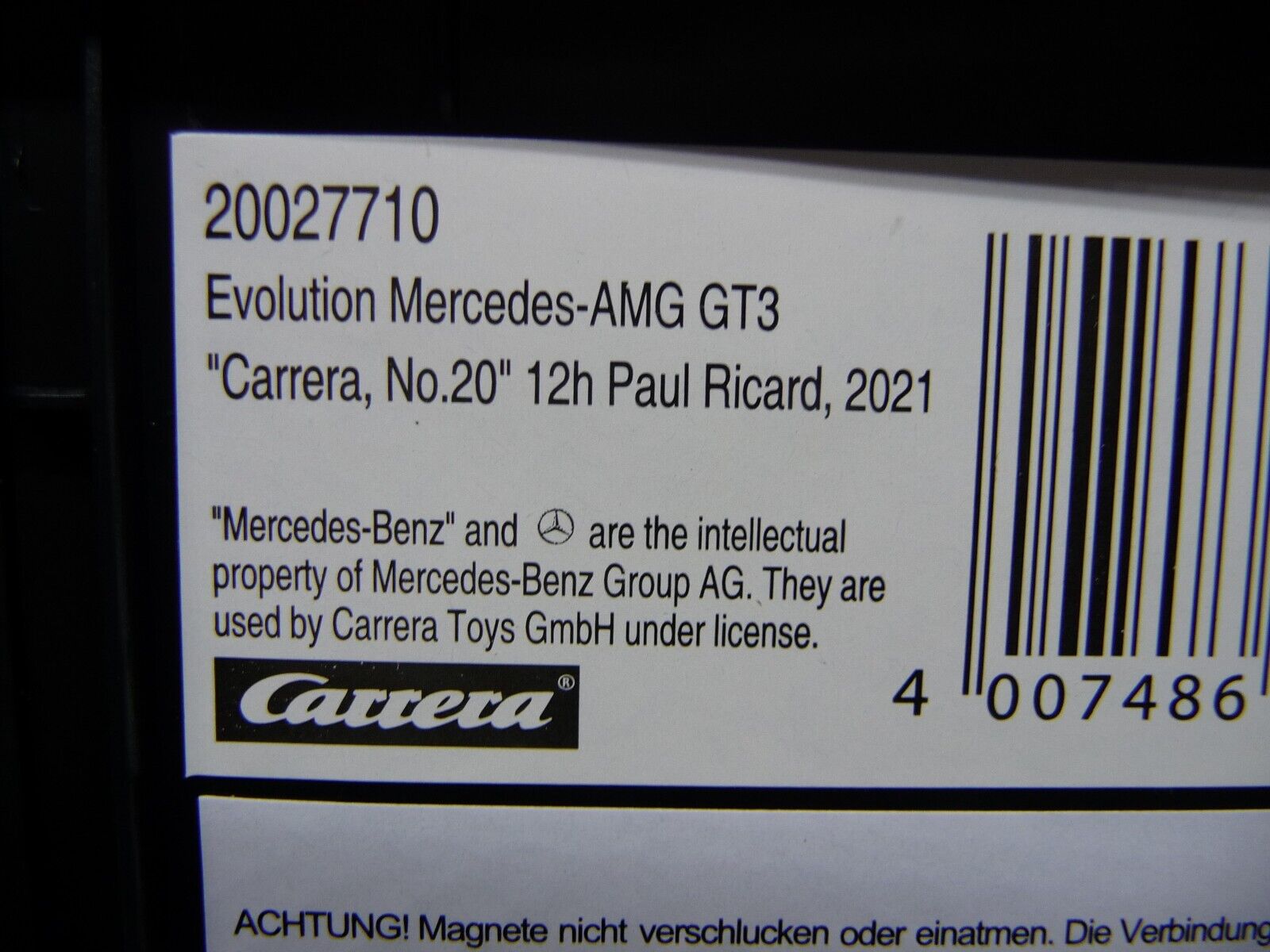 CARRERA - EVOLUTION 1:32 - MERCEDES AMG GT3 CARRERA NO.20 12HR PAUL RICARD - SLOT CAR ALSO SUITS SCALEXTRIC