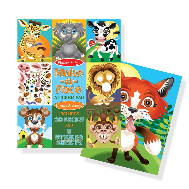 Melissa & Doug - Make-a-face Crazy Animals Sticker Pad