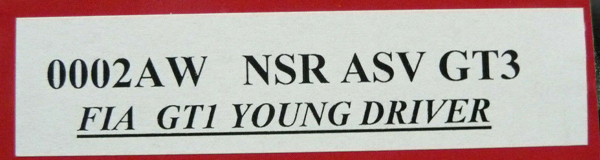 NSR - 1:32 0002AW ASV GT3 FIA GT1 YOUNG DRIVER CHAMPION SLOT CAR ALSO SUITS SCALEXTRIC/CARRERA