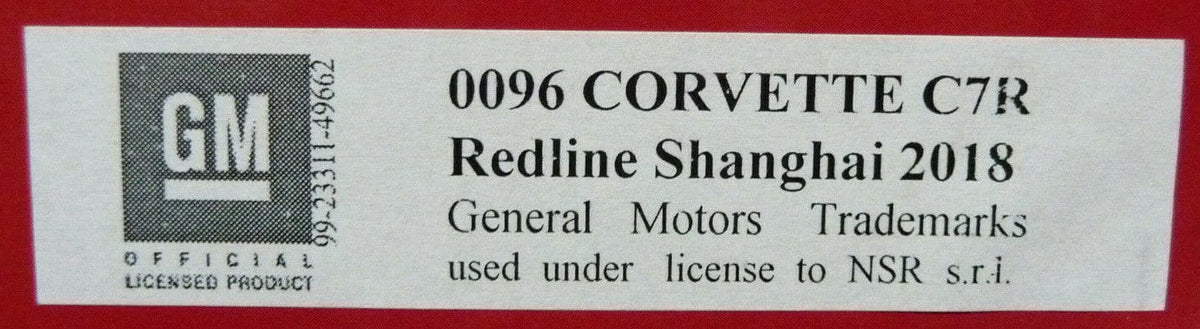 NSR - 1:32 0096AW CORVETTE C7R REDLINE SHANGHAI 2018 NO.64 SLOT CAR ALSO SUITS SCALEXTRIC/CARRERA