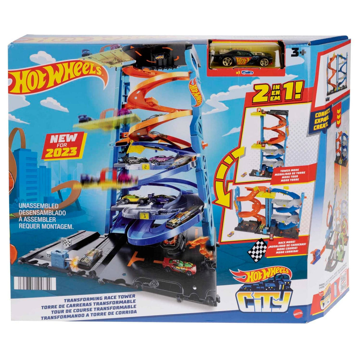 Hot Wheels - City Transforming Race Tower Playset Track Set With 1 Toy Car