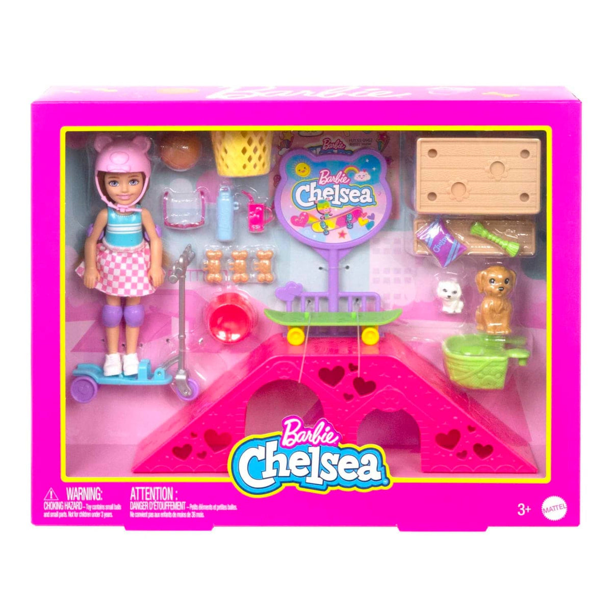 Barbie - Chelsea Doll And Accessories Skatepark Playset With 2 Puppies And 15+ Pieces